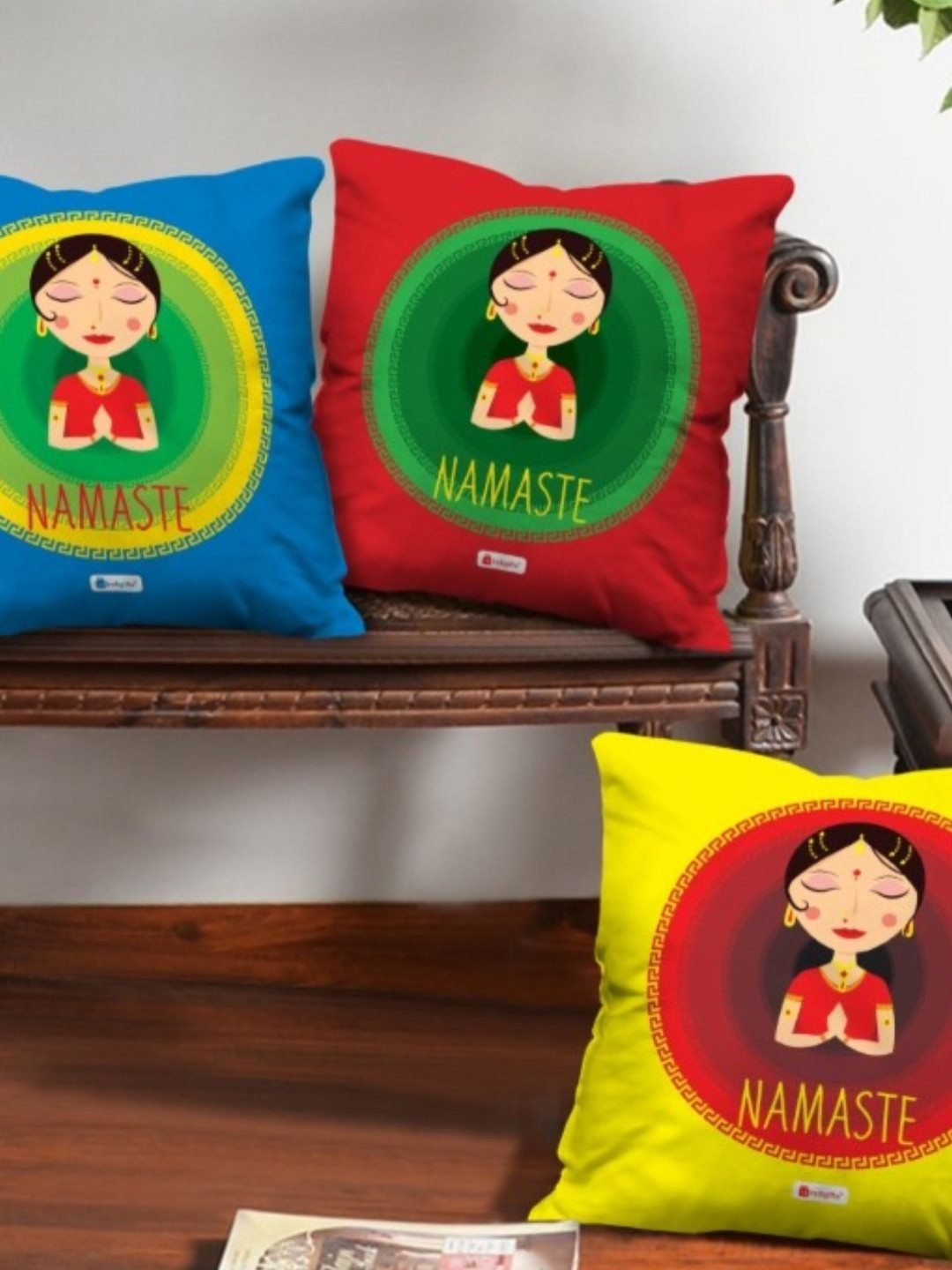 

Indigifts Yellow & Red 3 Pieces Abstract Printed Satin Square Cushion Covers