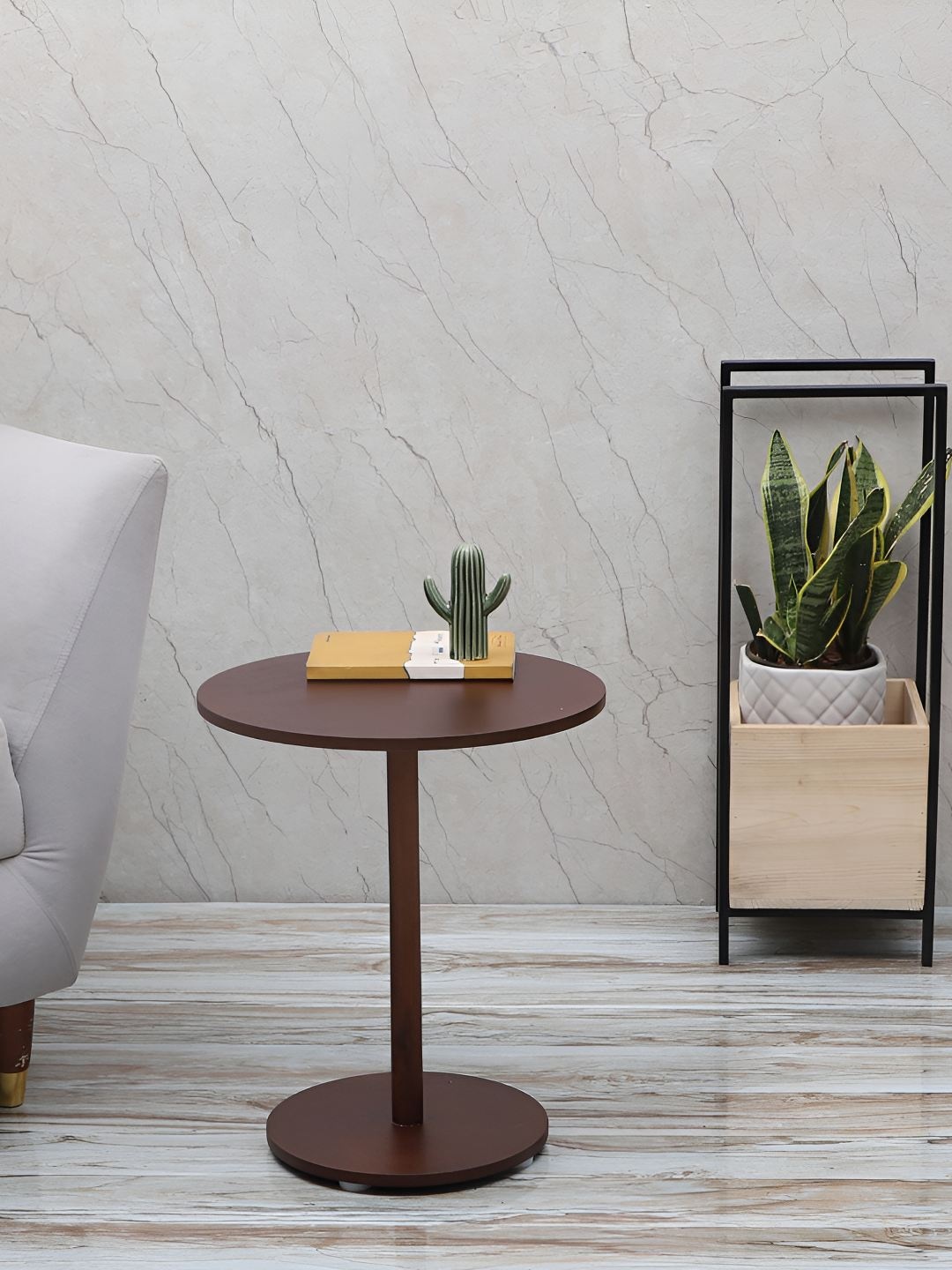 

pristine interiors Brown Wooden Round Side Table