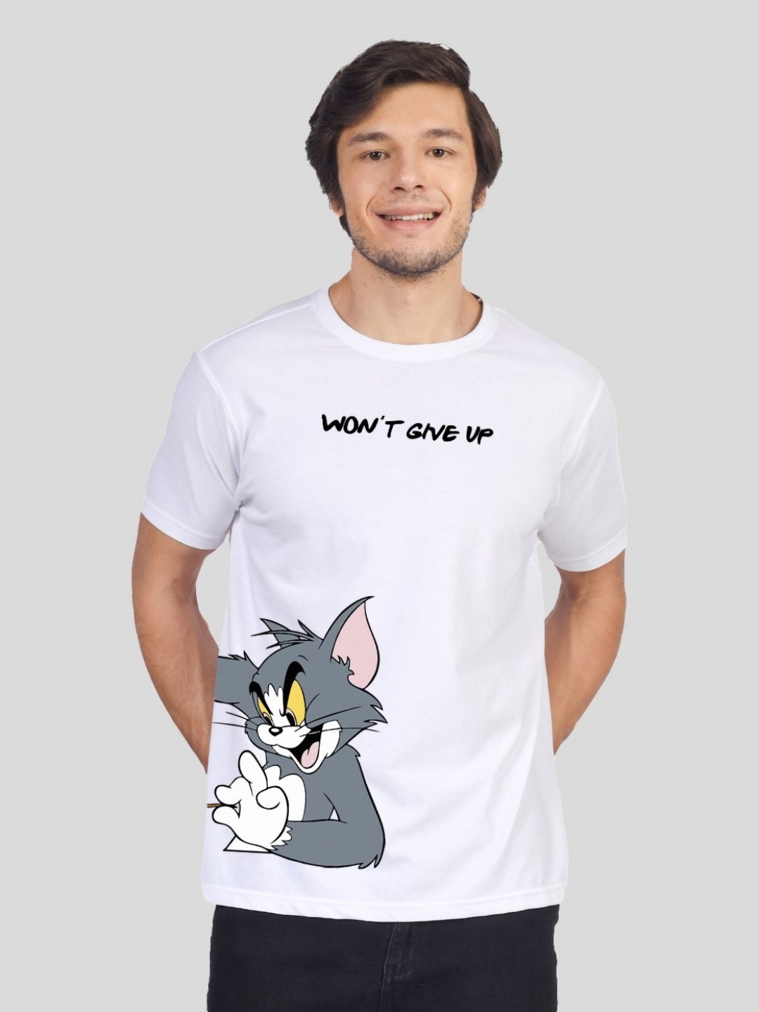 

Greylongg Men Graphic Printed Round Neck Cotton T-shirt, White