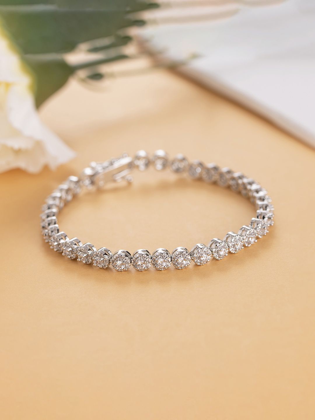

March by FableStreet Sterling Silver Rhodium-Plated Cubic Zirconia Wraparound Bracelet