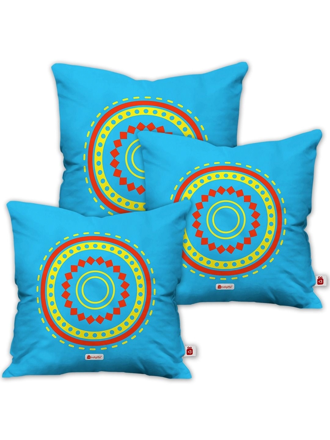 

Indigifts Blue & Red 3 Pieces Floral Printed Square Shaped Cushion Covers