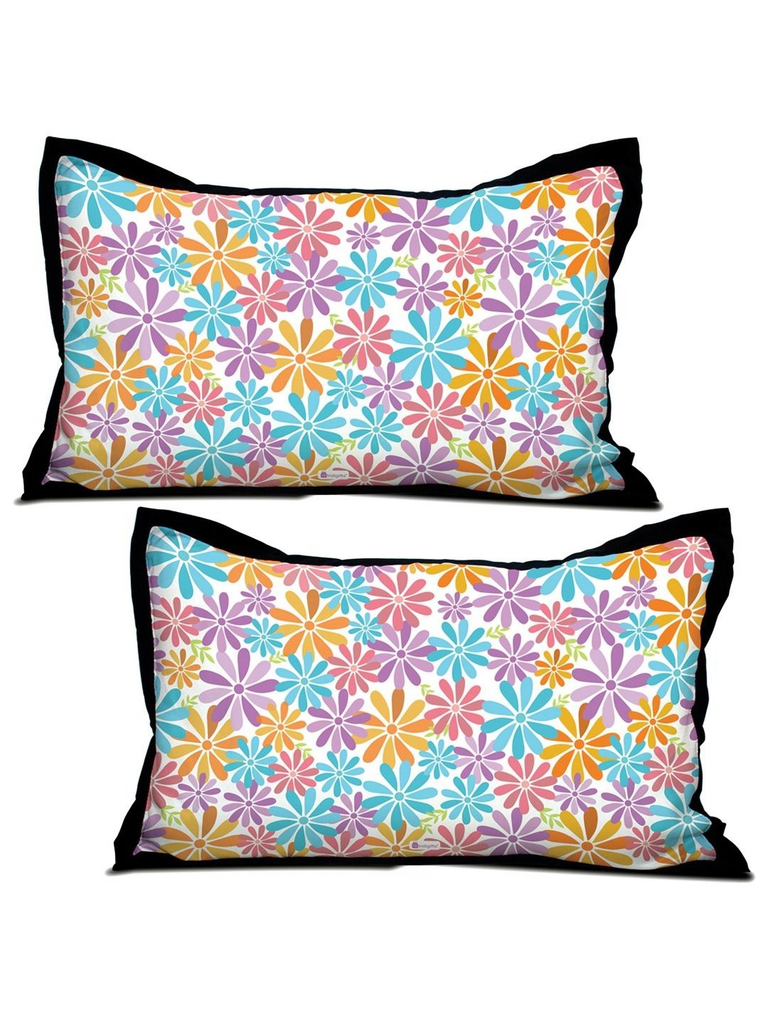 

Indigifts White & Blue 2 Pieces Floral Printed Rectangle Shaped Cushion Covers