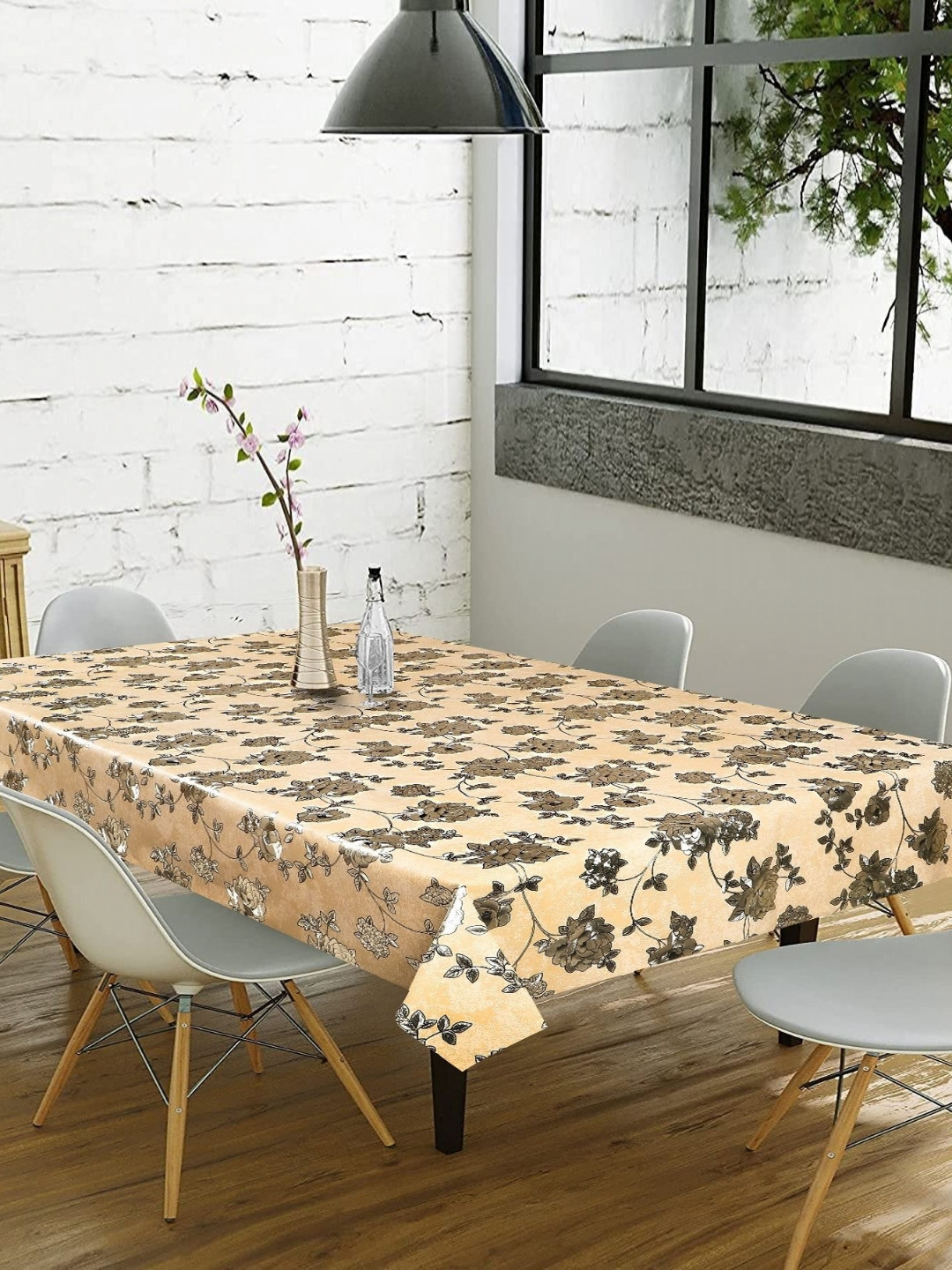 

LooMantha Cream & Beige Floral Waterproof 6-Seater Table Cover
