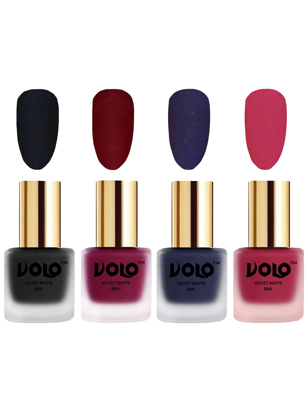 

VOLO Set Of 4 Velvet Matte Nail Polish- 8 ml Each- 5- 25-31- 43, Multi