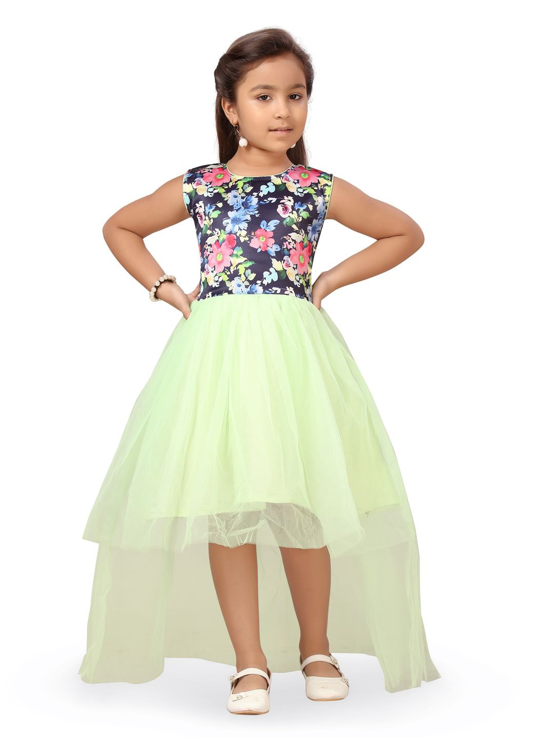 

BAESD Girls Floral Print Fit & Flare Dress, Sea green