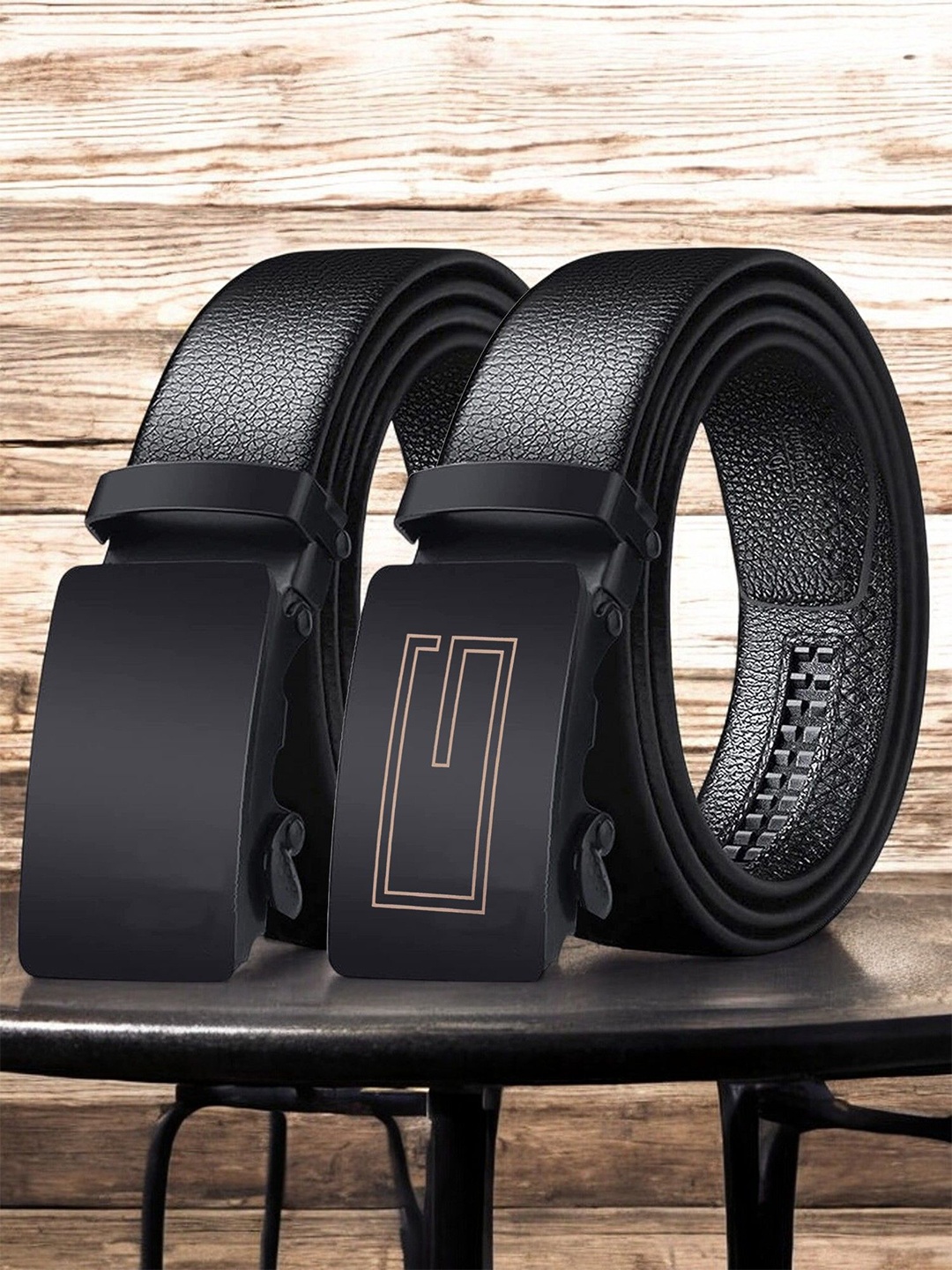 

The Roadster Lifestyle Co Men Set Of 2 Textured Belts, Black