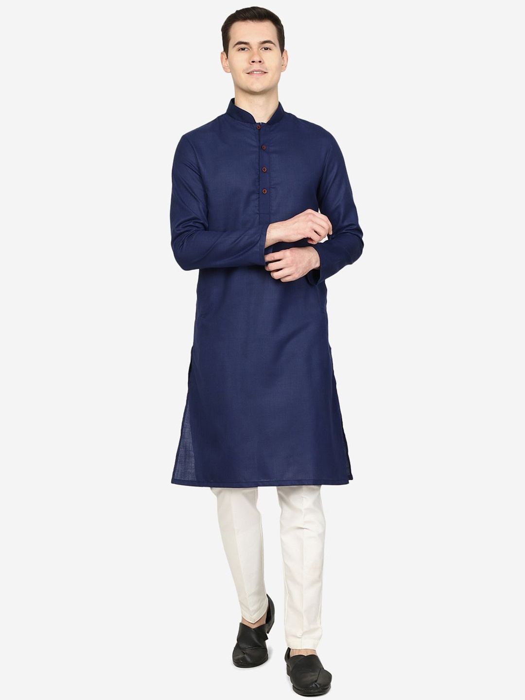 

THE KURTA COMPANY Men Thread Work Kurta, Blue