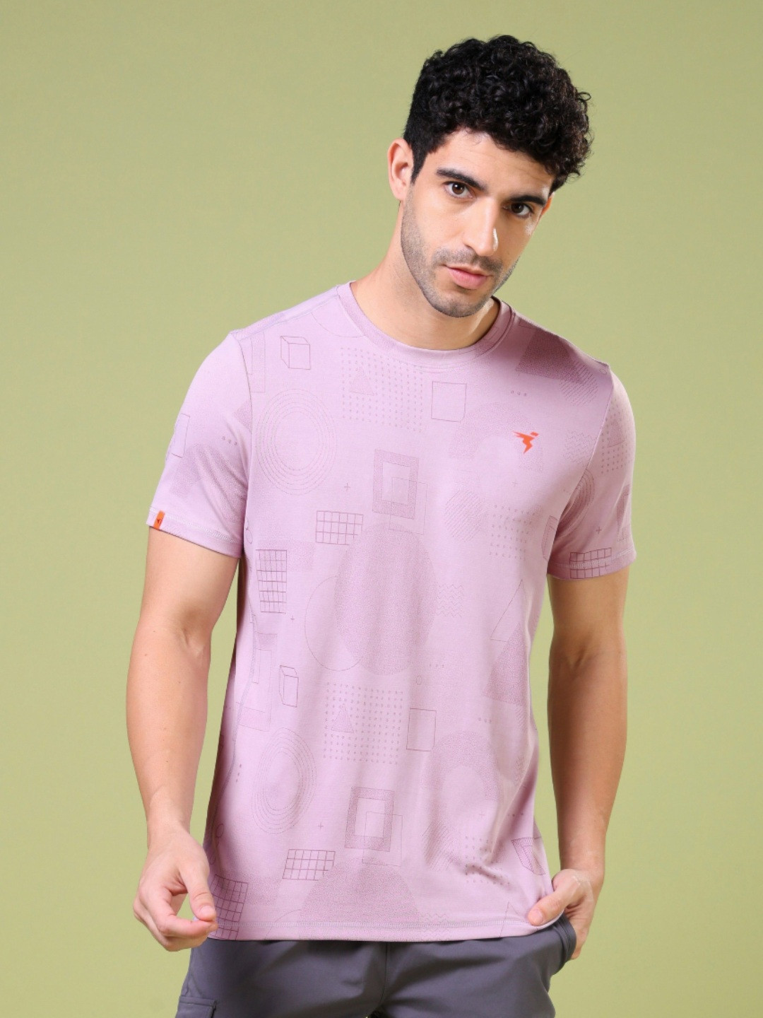 

Technosport Men Geometric Printed UPF50 Slim Fit T-shirt, Purple
