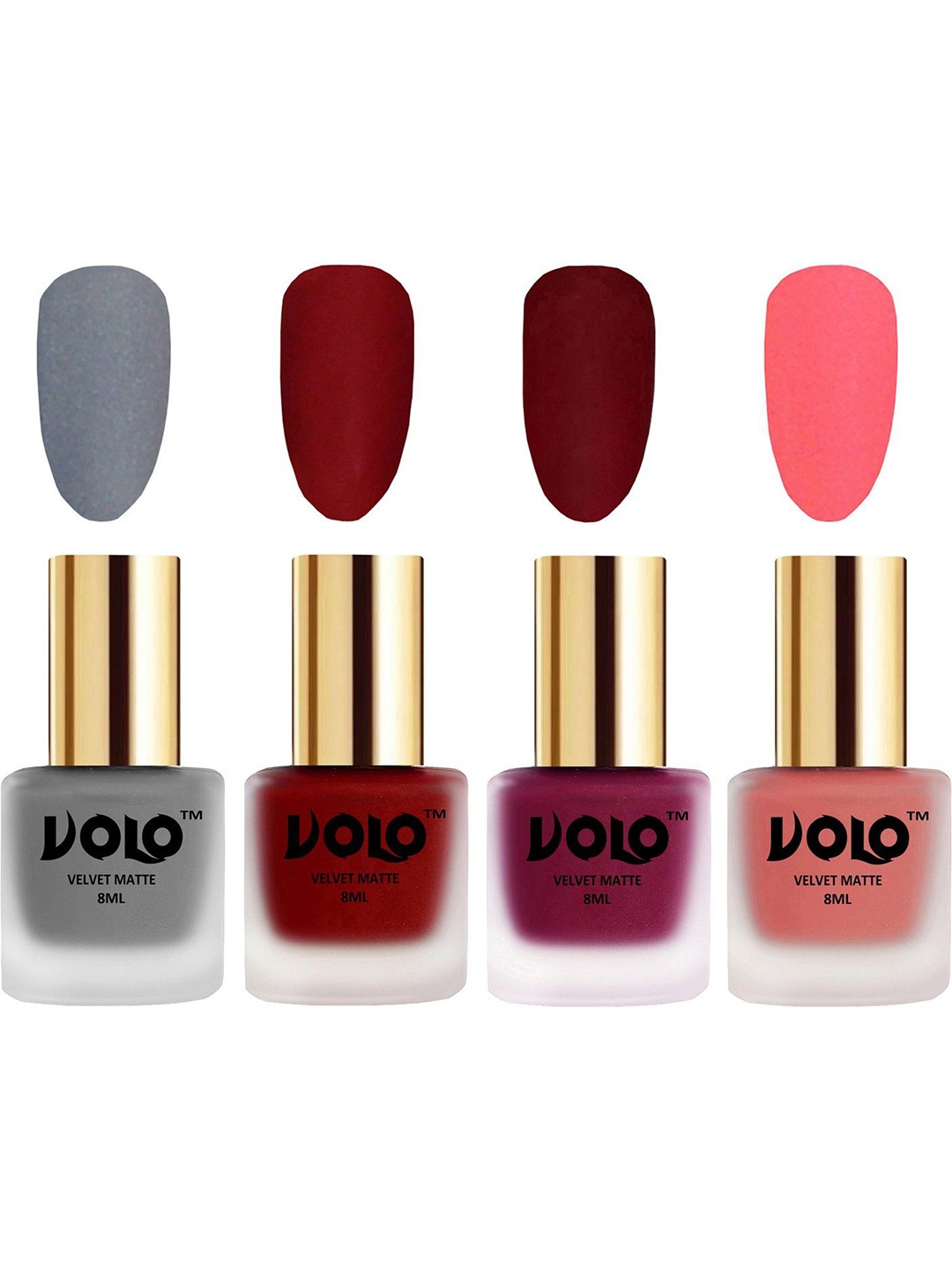 

VOLO Set Of 4 Velvet Matte Nail Polish- 8 ml Each- Shade- 20- 22- 25- 41, Multi