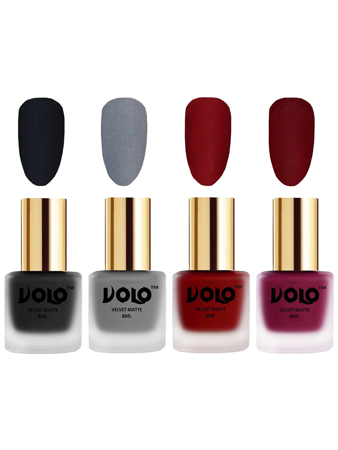 

VOLO Set Of 4 Velvet Matte Nail Polish- 8 ml Each-5- 20 -22- 25, Multi