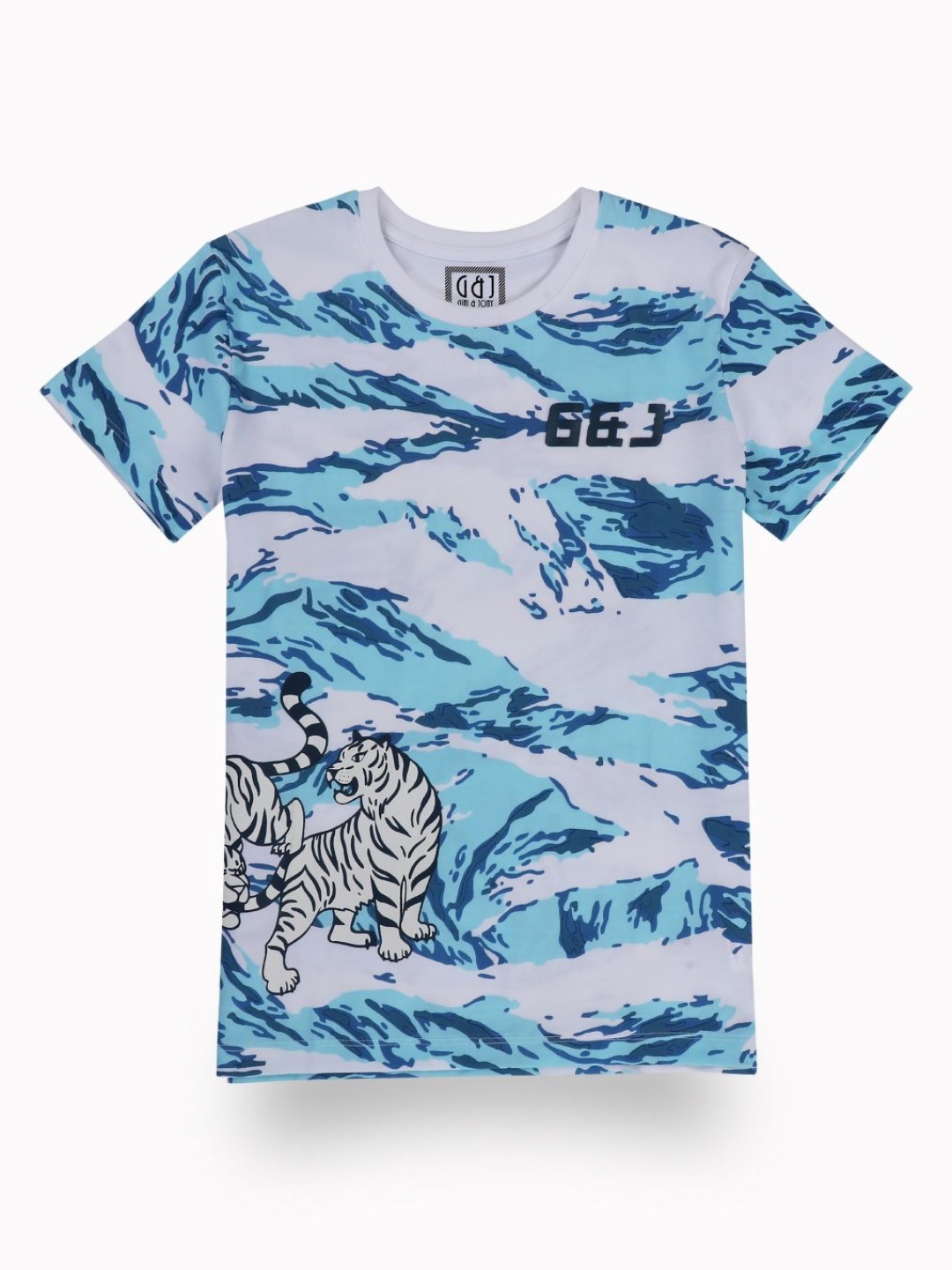 

Gini and Jony Boys Animal Printed Round Neck Cotton T-shirt, Blue