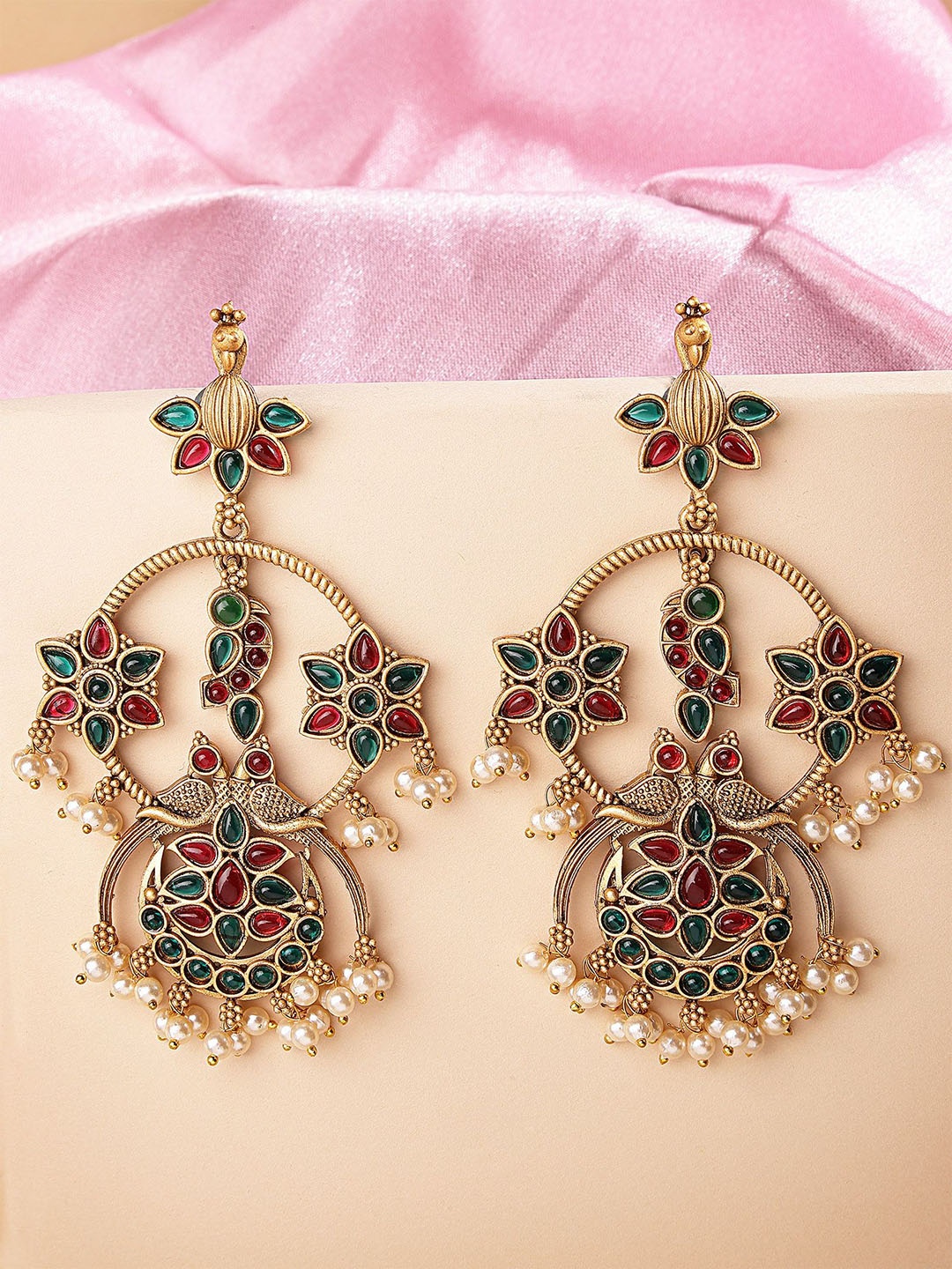 

KARATCART Gold Plated Kundan Drop Earrings