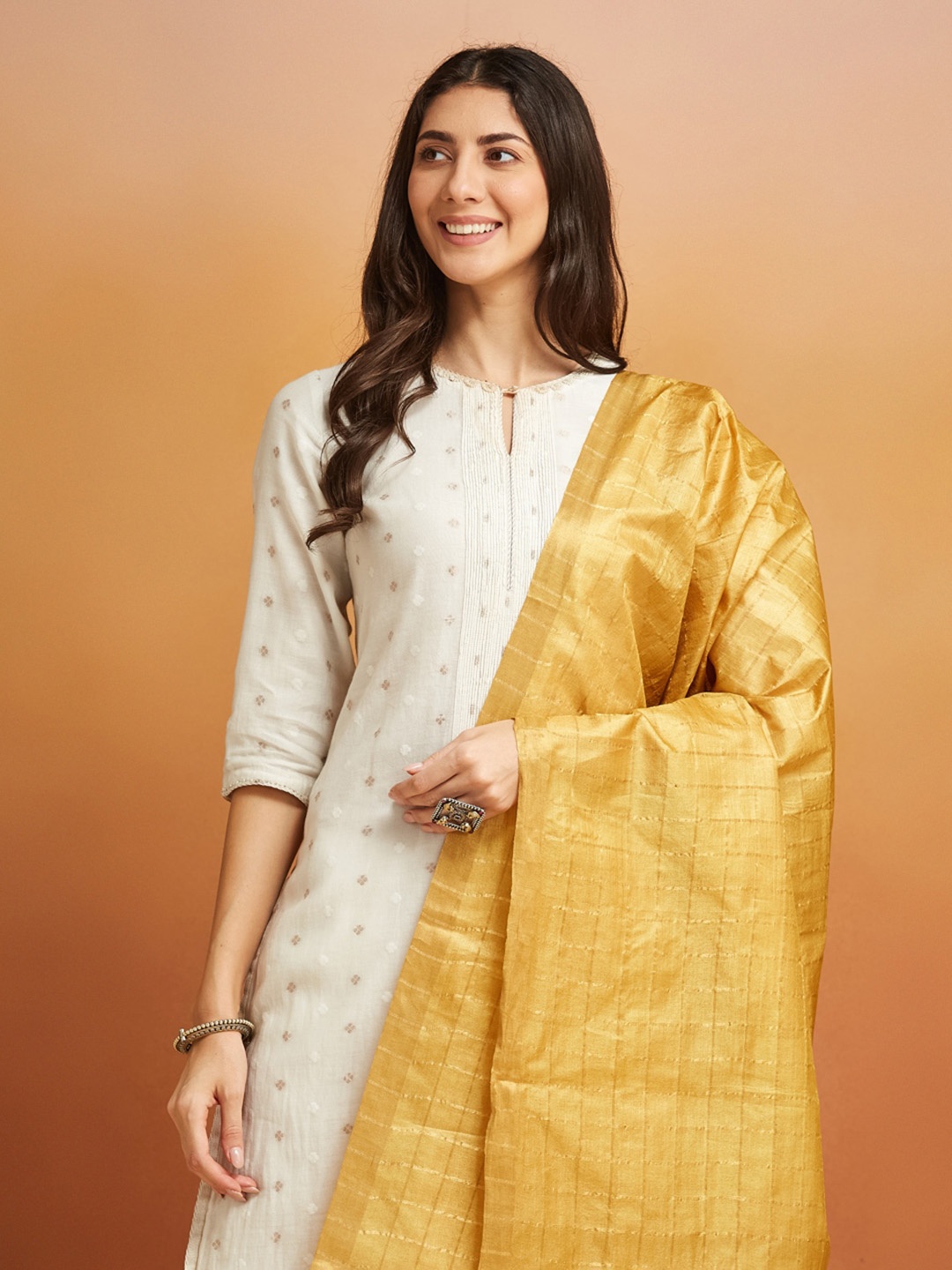 

Fabindia Mustard Silk Blend Dupatta