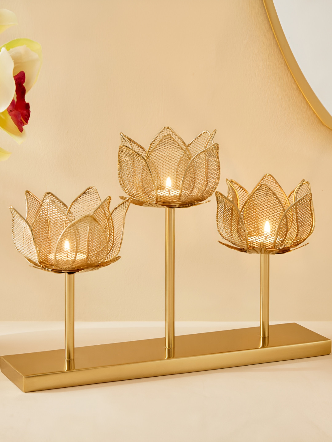 

Home Centre Gold-Toned Textured Candle Holder