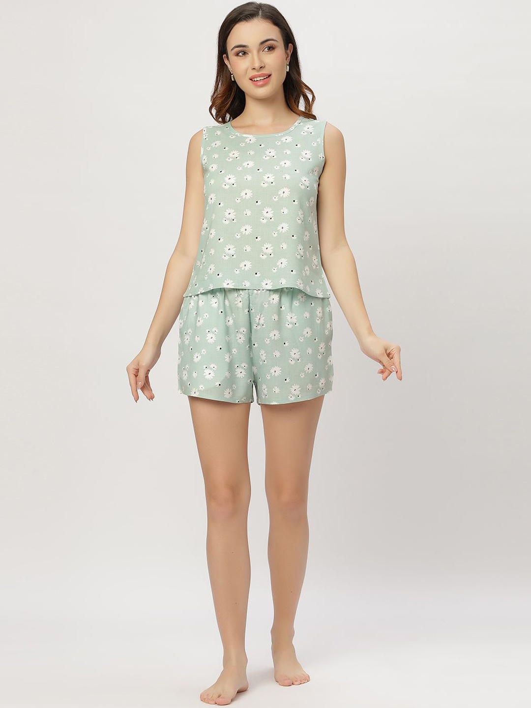 

ETC Women Floral Printed Night suit, Green