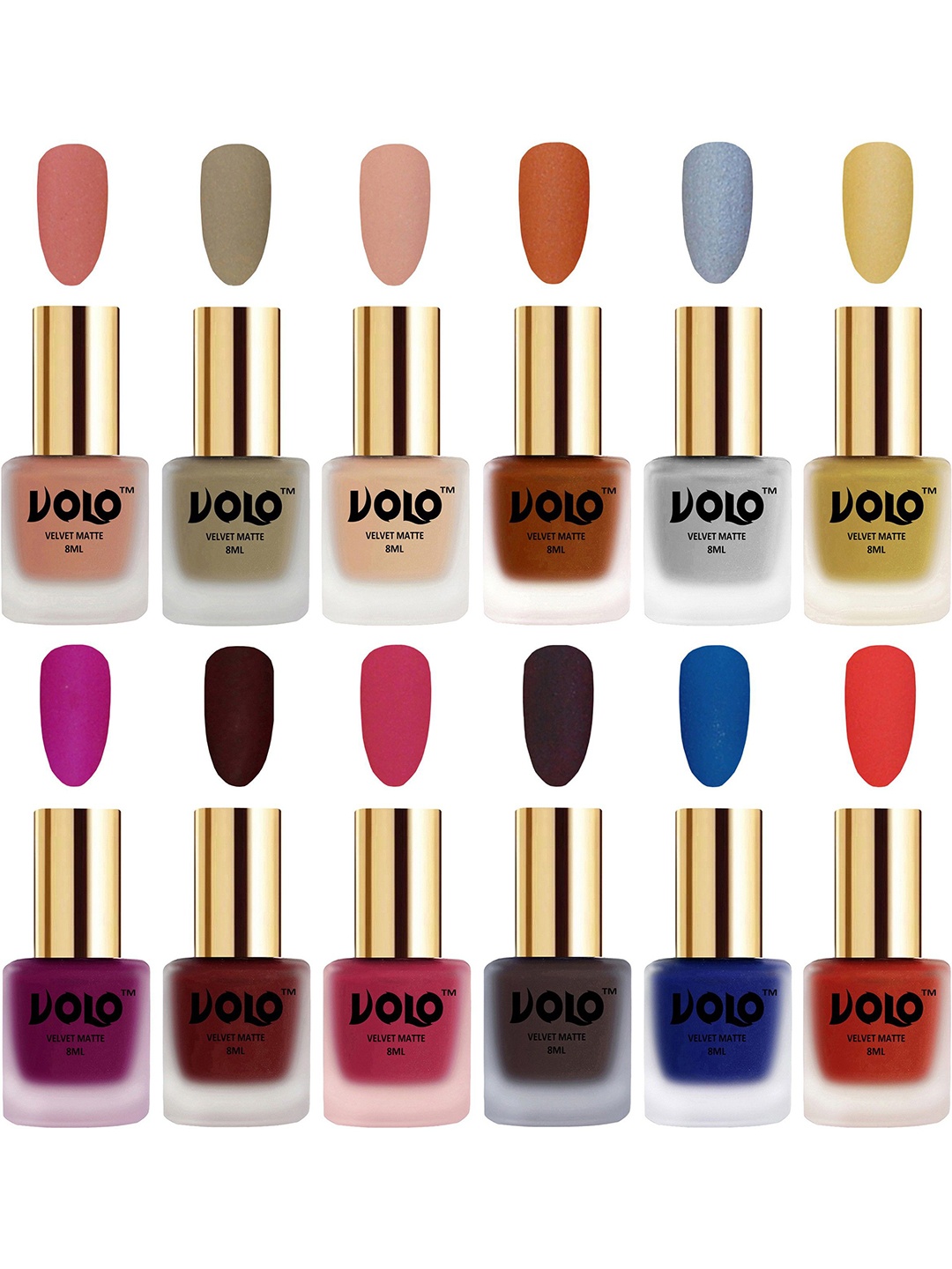 

VOLO Set Of 12 Velvet Matte Nail Polish - 8 ml Each, Magenta