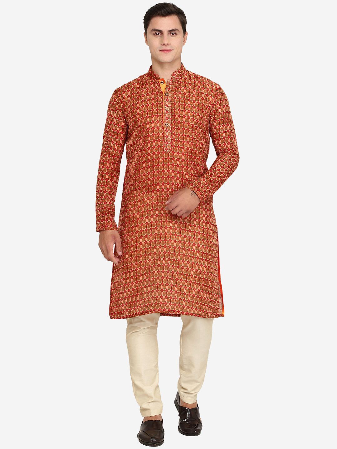 

THE KURTA COMPANY Men Ethnic Motifs Thread Work Kurta, Red