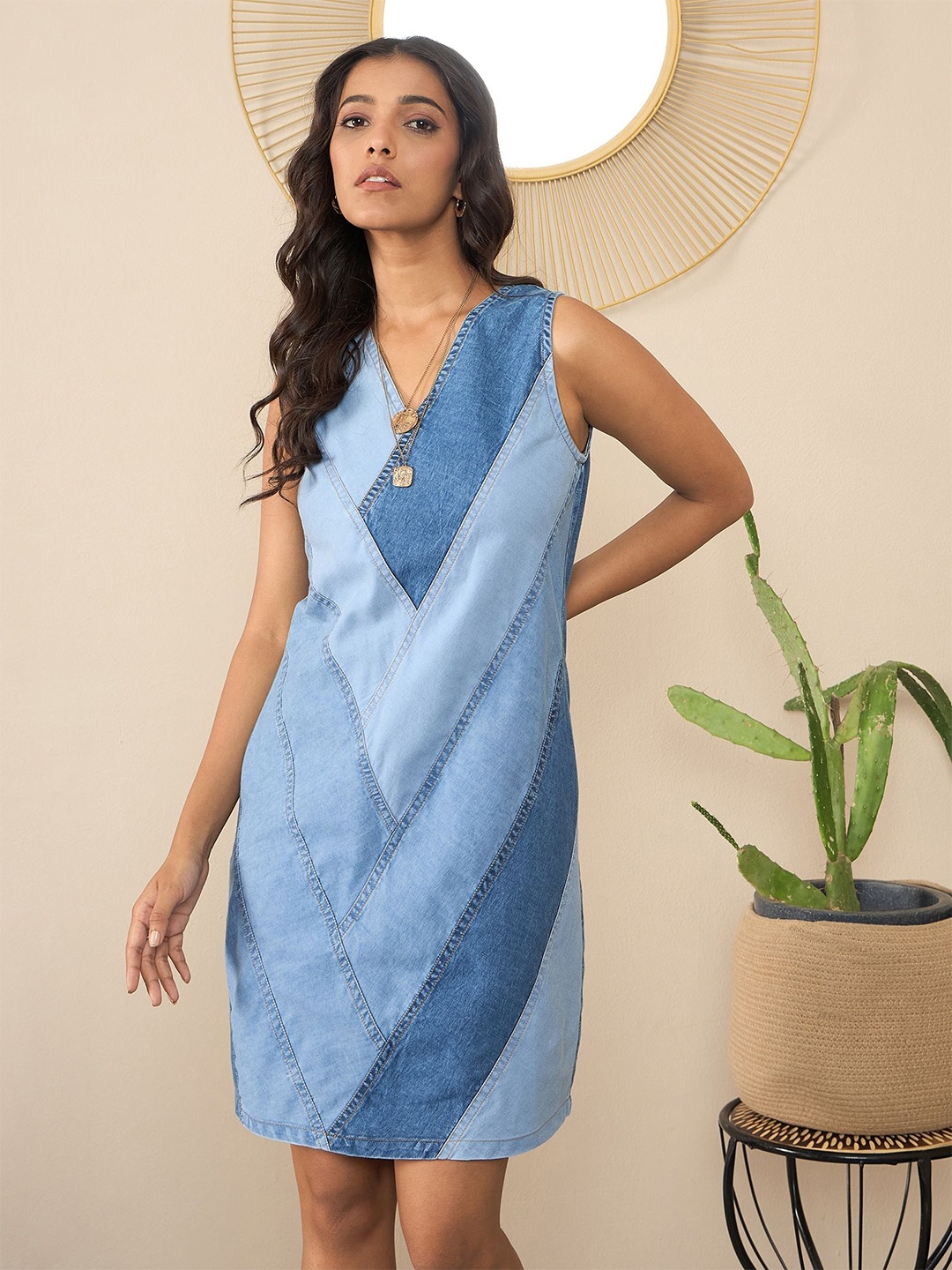 

StyleStone Women Denim A-Line Dress, Blue