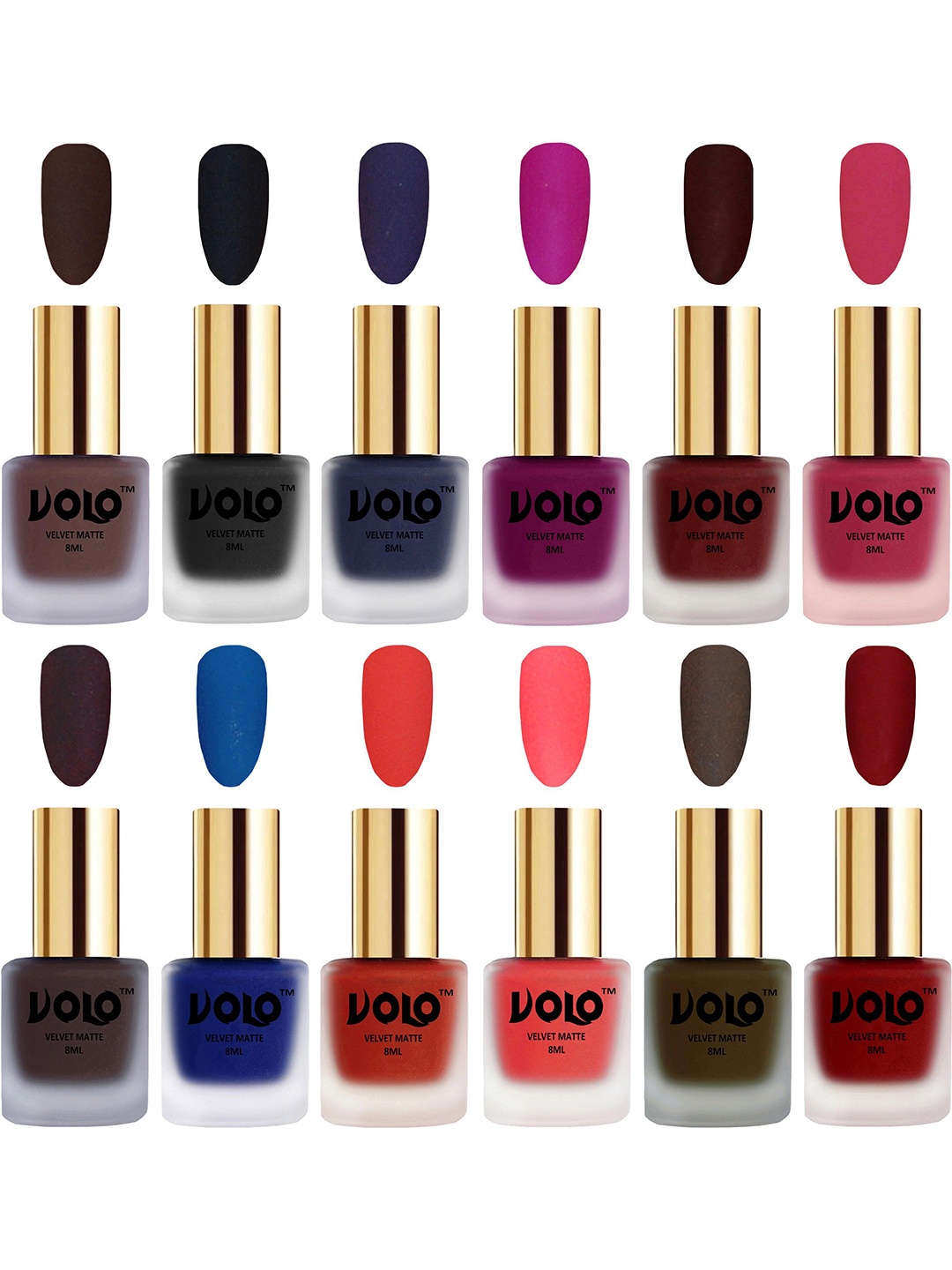 

VOLO Set Of 12 Velvet Matte Nail Polish - 8 ml Each, Magenta
