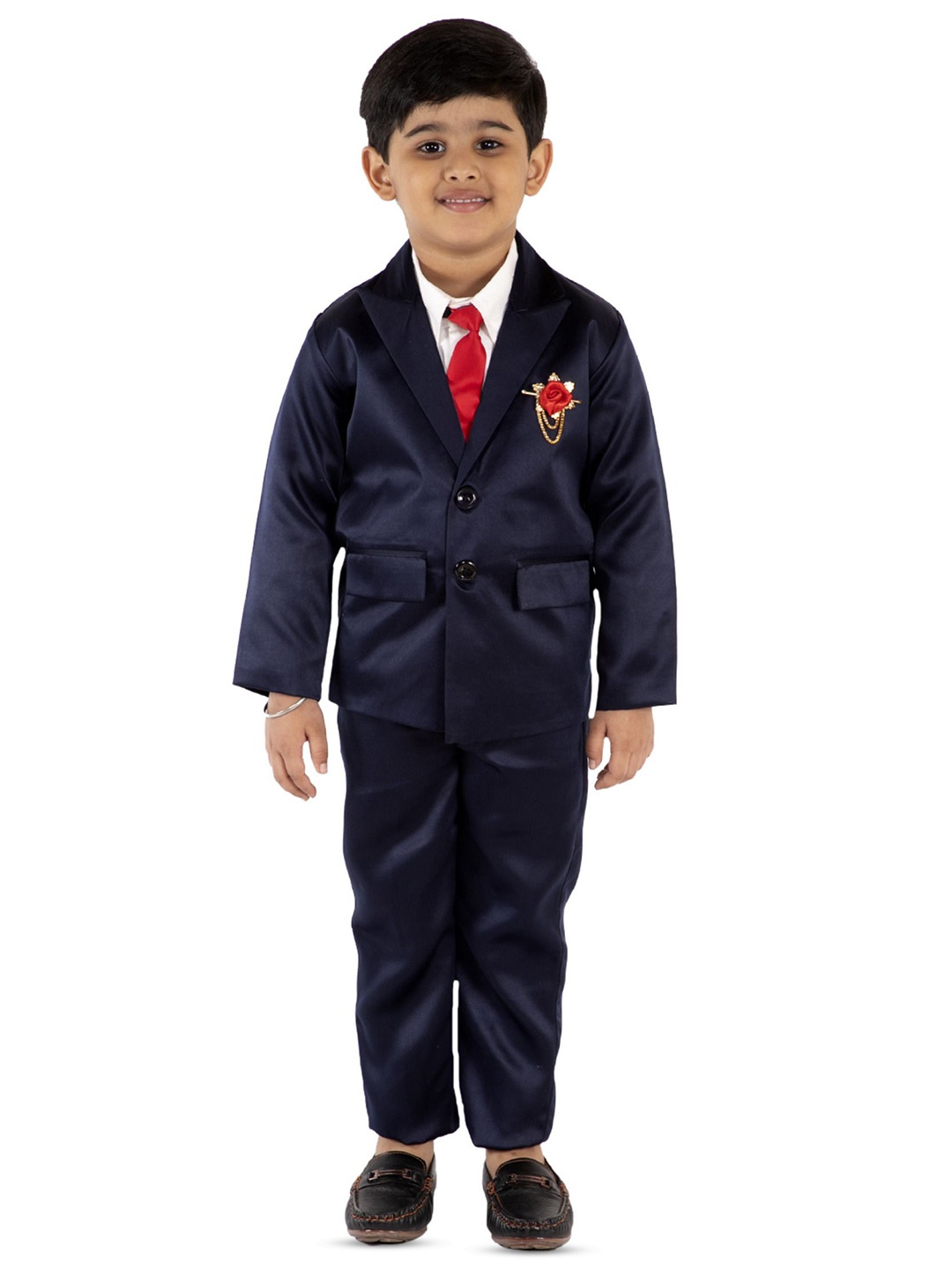 

BAESD Boys 3 Piece Single-Breasted Blazer Trouser Shirt Suits, Navy blue