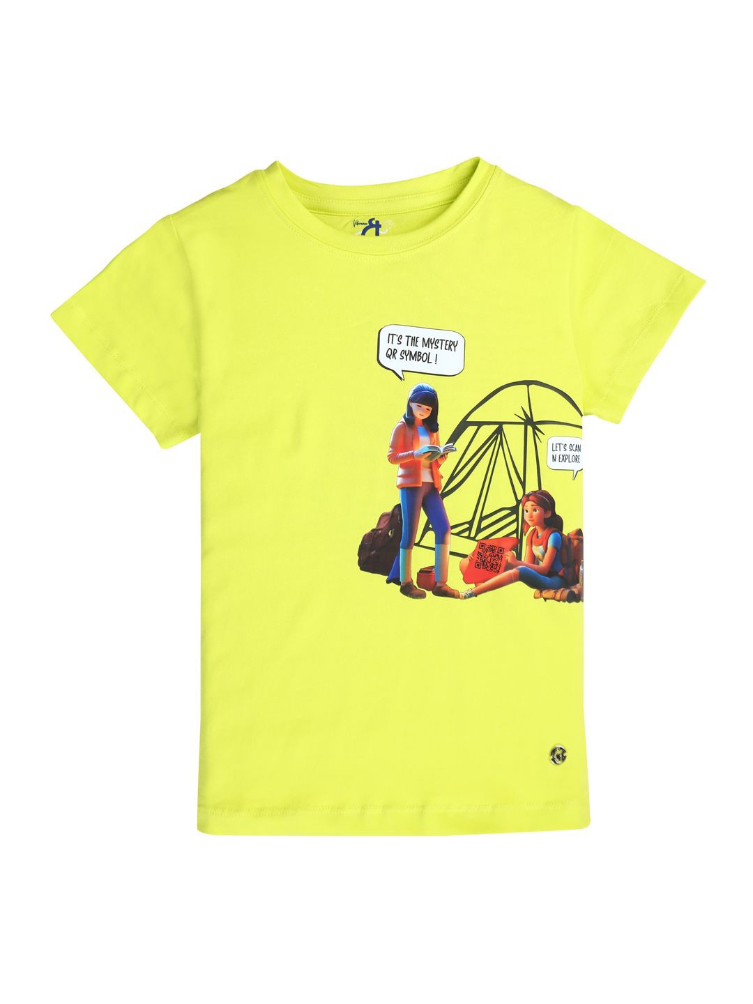 

Gini and Jony Girls Graphic Printed Cotton T-shirt, Lime green