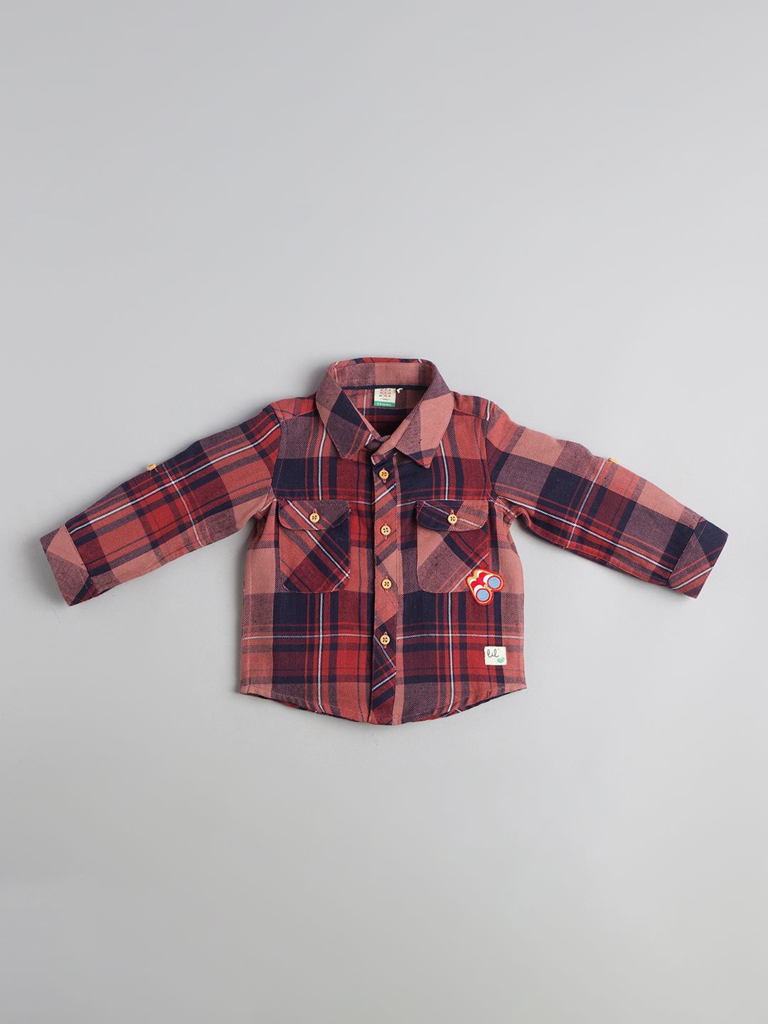 

Ed-a-Mamma Baby Boys Premium Cutaway Collar Checked Cotton Casual Shirt, Red