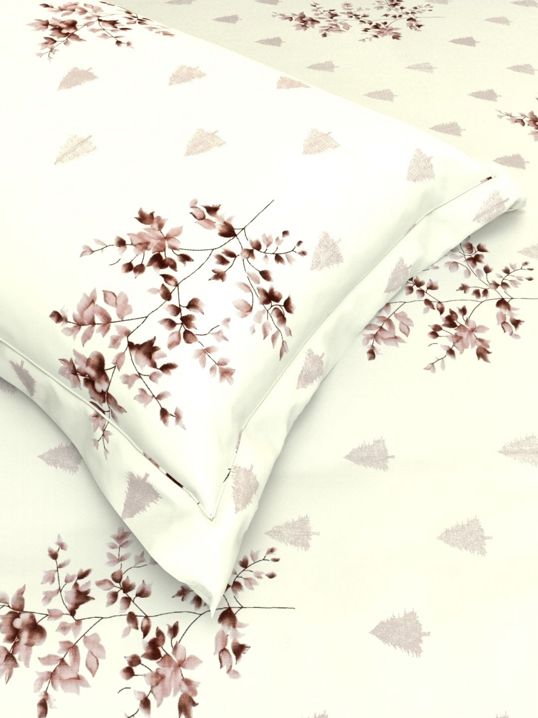 

THE WHITE MOSS White & Maroon Floral 220 TC Queen Bedsheet with 2 Pillow Covers