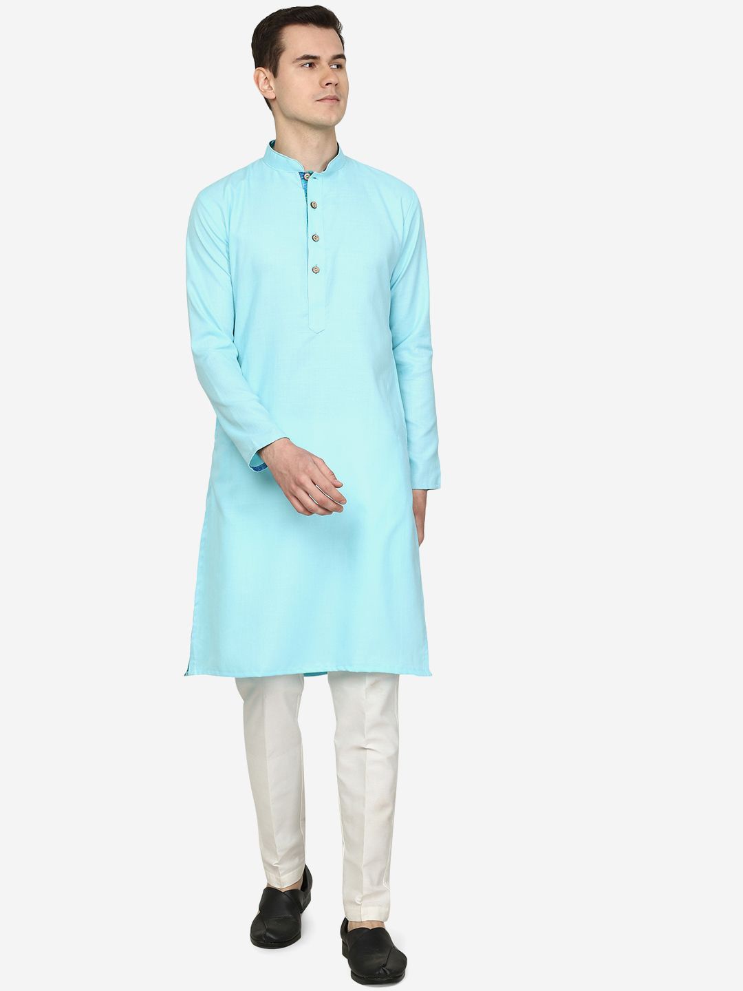 

THE KURTA COMPANY Men Thread Work Kurta, Blue