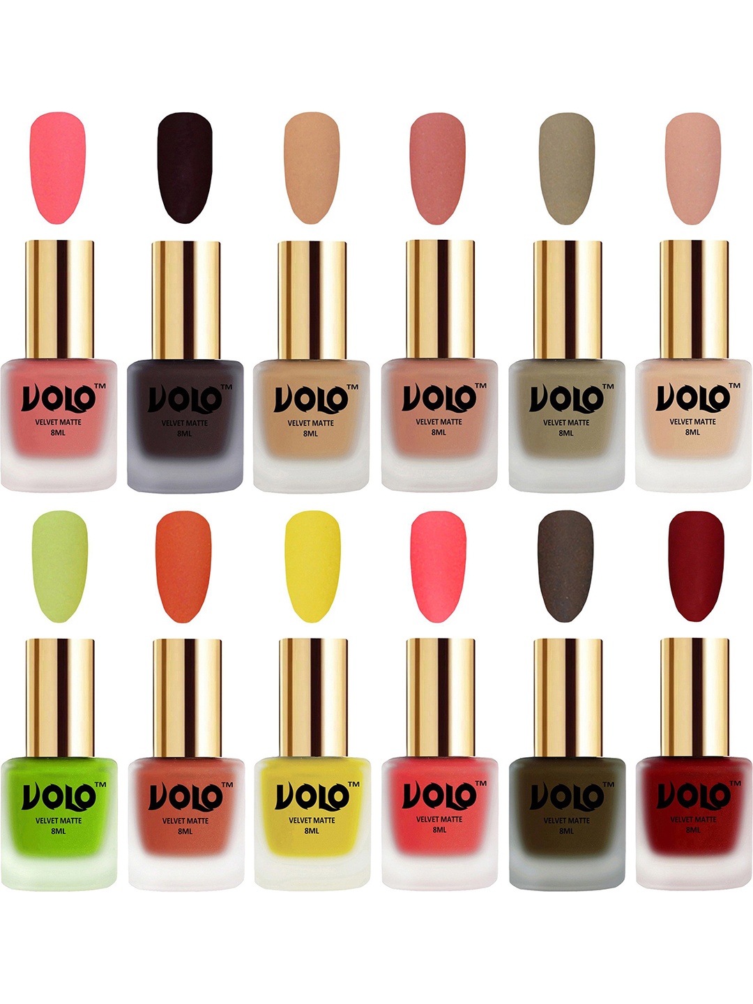 

VOLO Set Of 12 Velvet Matte Nail Polish - 8 ml Each, Burgundy