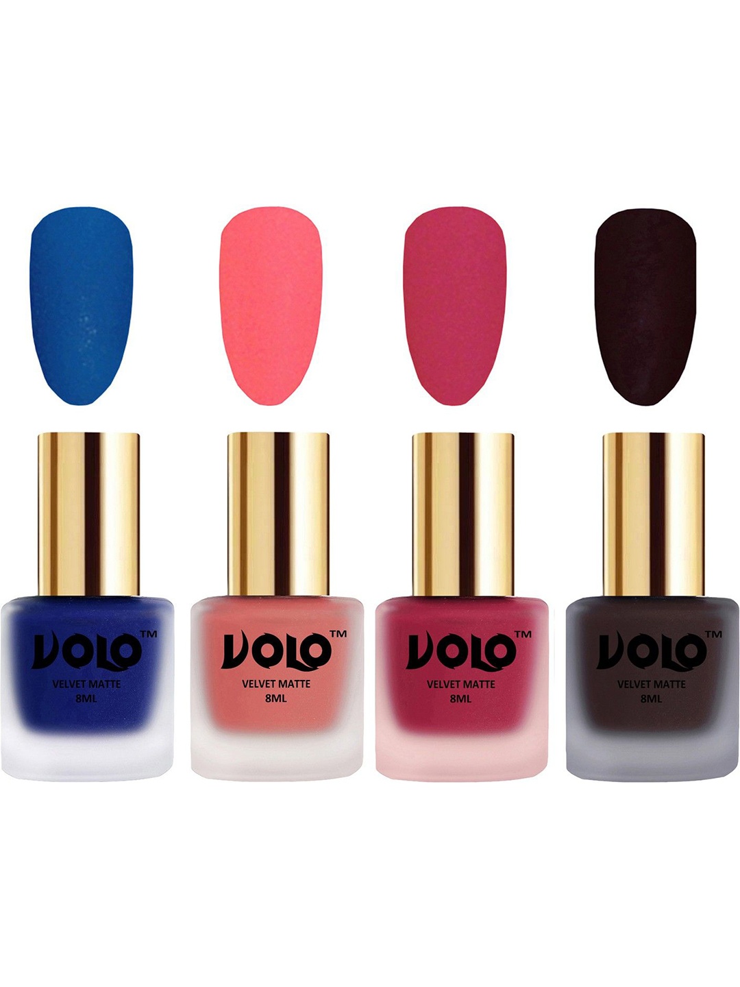 

VOLO Set Of 4 Velvet Matte Nail Polish- 8 ml Each- Shade- 19- 41- 43 -45, Multi