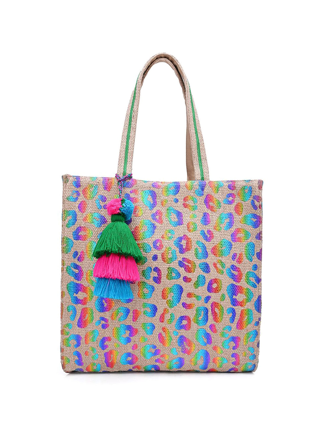 

BohoGirl Women Printed Oversized Shopper Tote Bag, Beige