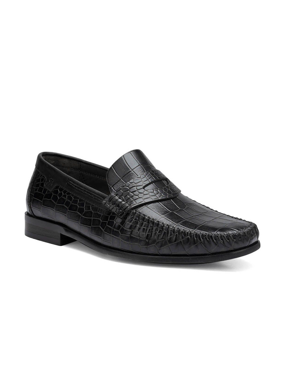 

ROSSO BRUNELLO Men Textured Leather Formal Loafers, Black