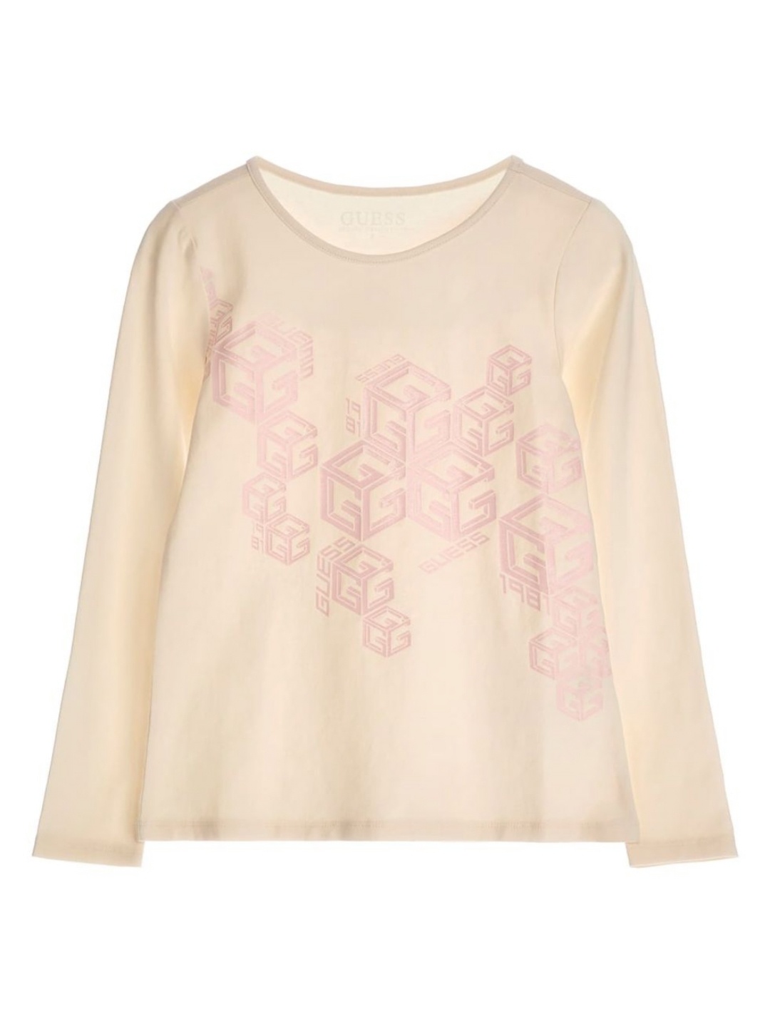 

GUESS kids Girls Graphic Printed Boat Neck Cotton T-shirt, Cream