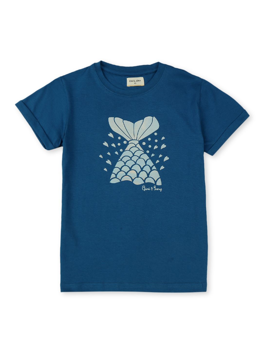 

Gini and Jony Girls Graphic Printed Round Neck Cotton T-shirt, Blue