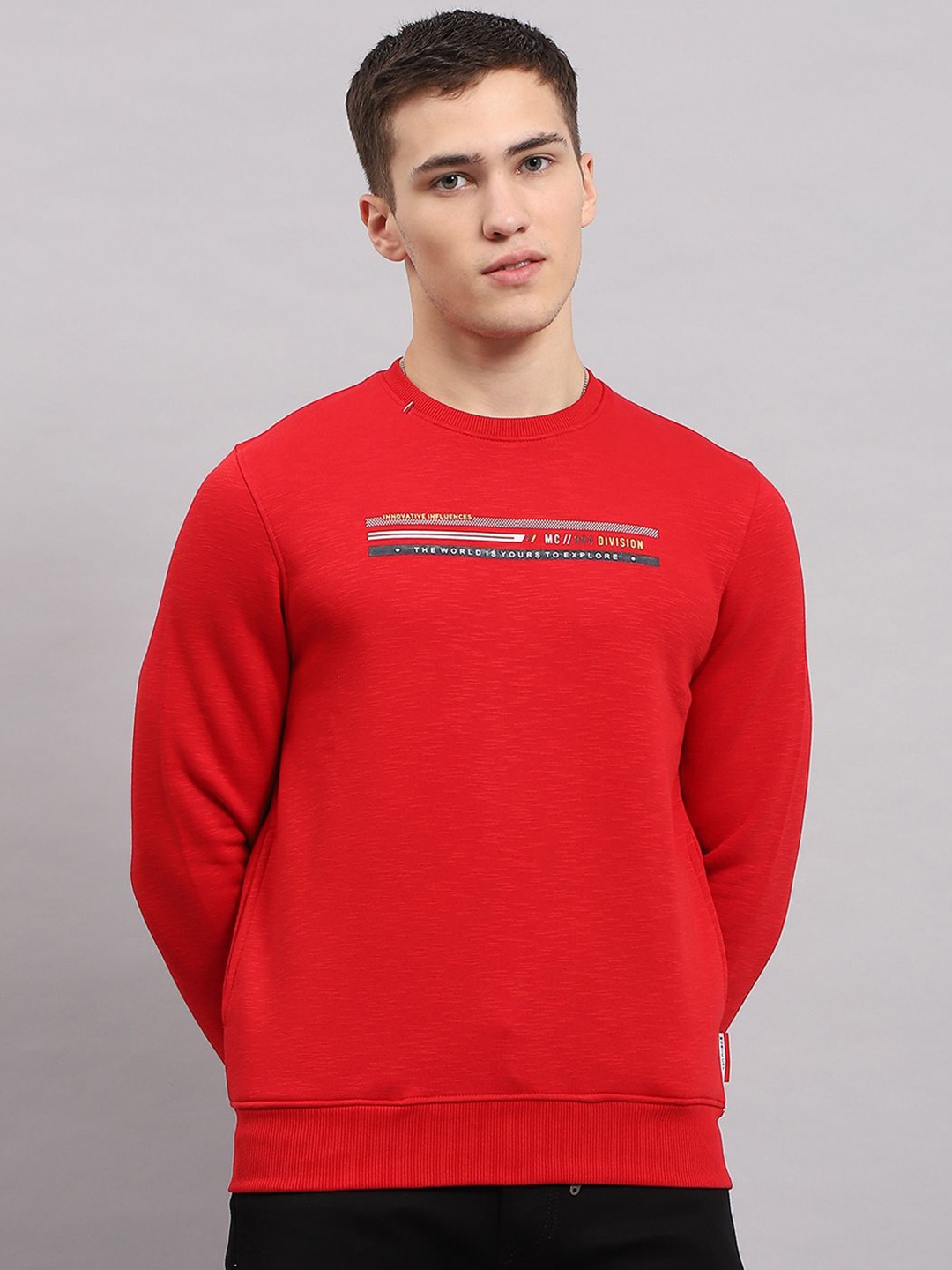 

Monte Carlo Men Typography Printed Round Neck Cotton Sweatshirt, Red