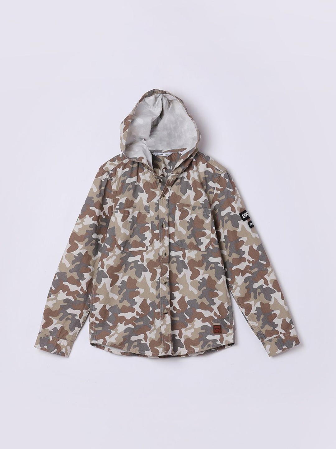 

Fame Forever by Lifestyle Boys Hood Floral Printed Cotton Casual Shirt, Beige