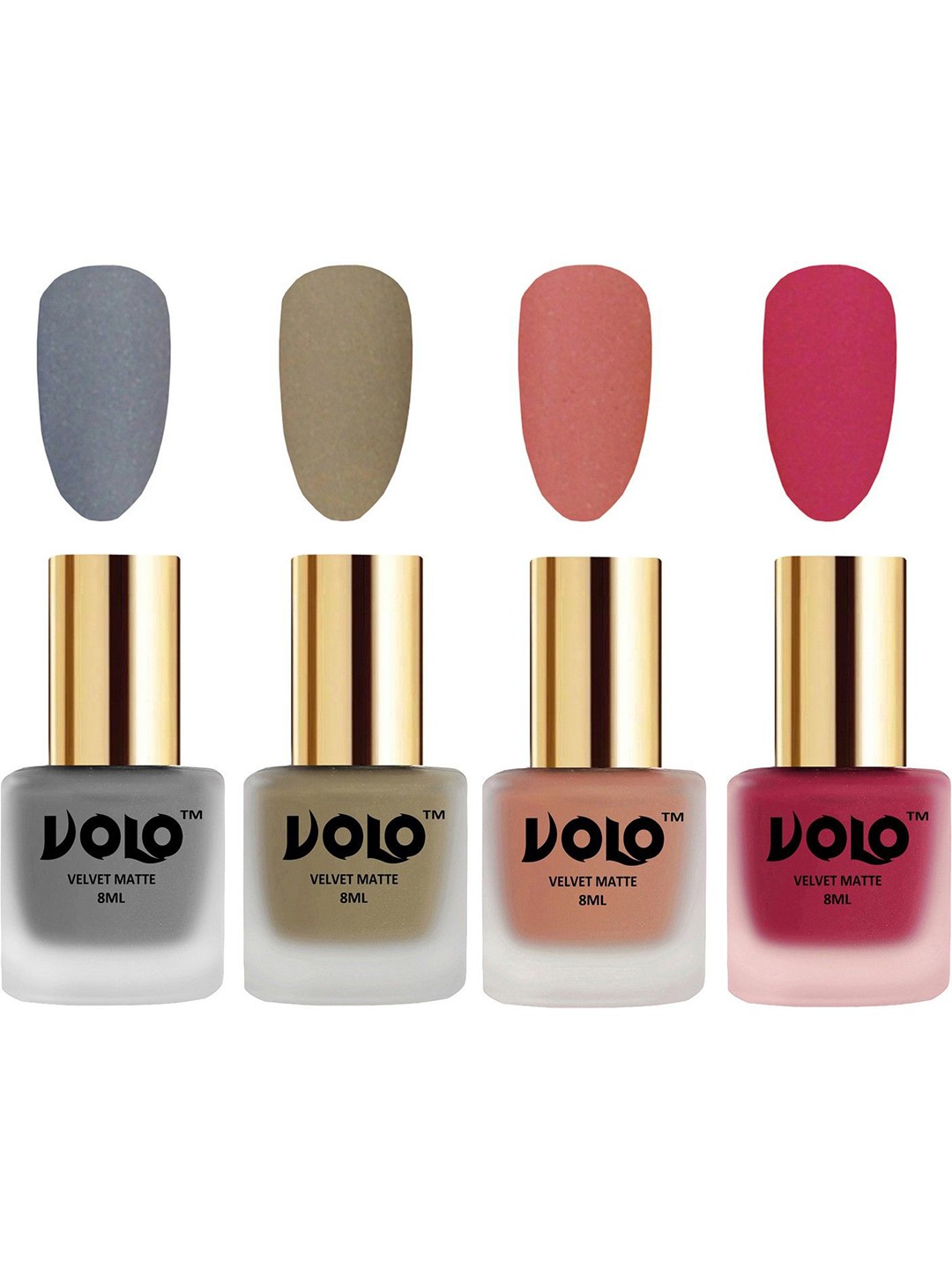 

VOLO Set Of 4 Velvet Matte Nail Polish-8 ml Each Shade -20 -37 -38 -43, Pink