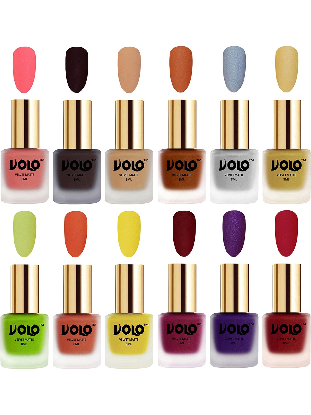 

VOLO Set Of 12 Velvet Matte Nail Polish-8 ml Each, Beige