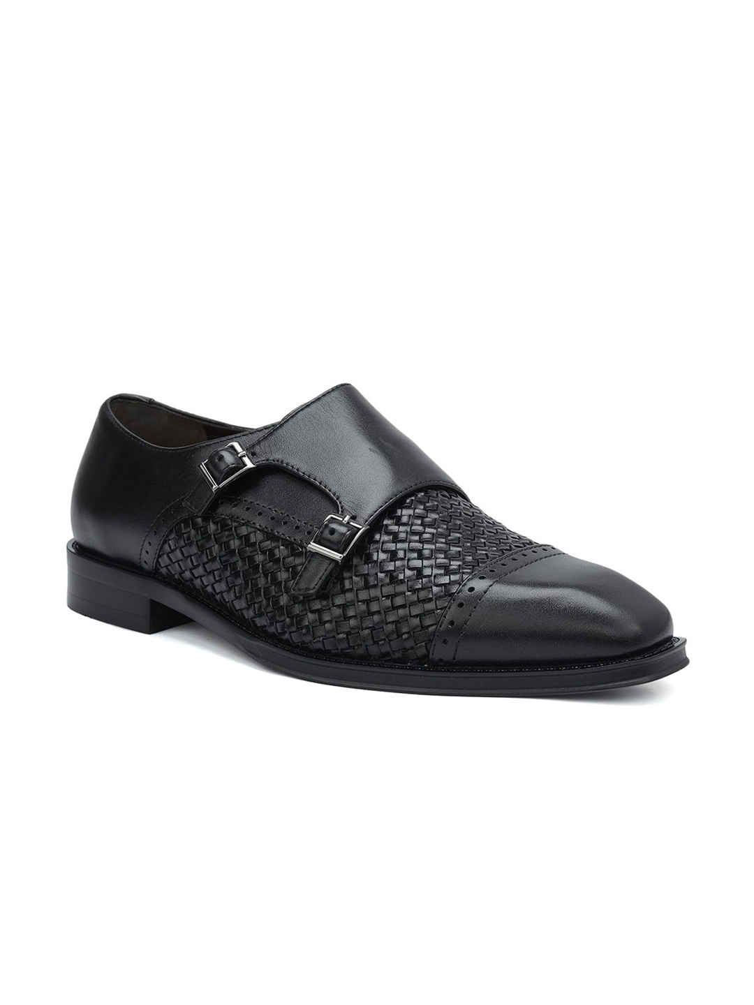 

ROSSO BRUNELLO Men Leather Formal Monk, Black