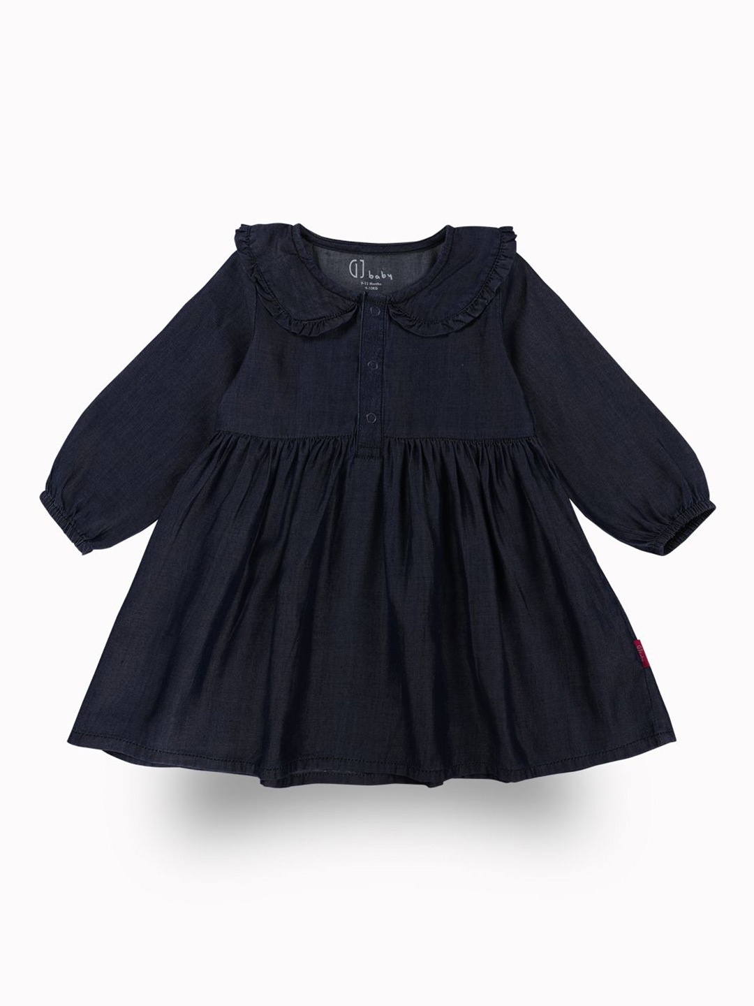 

GJ baby Girls Peter Pan Collar Puff Sleeves Cotton Fit & Flare Dress, Blue