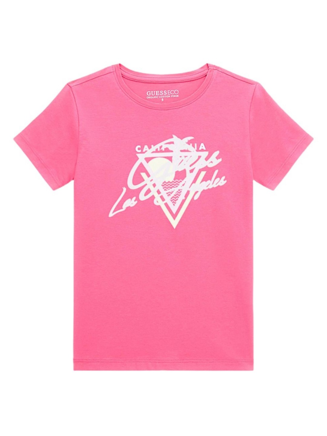

GUESS kids Girls Graphic Printed Round Neck Cotton T-shirt, Pink