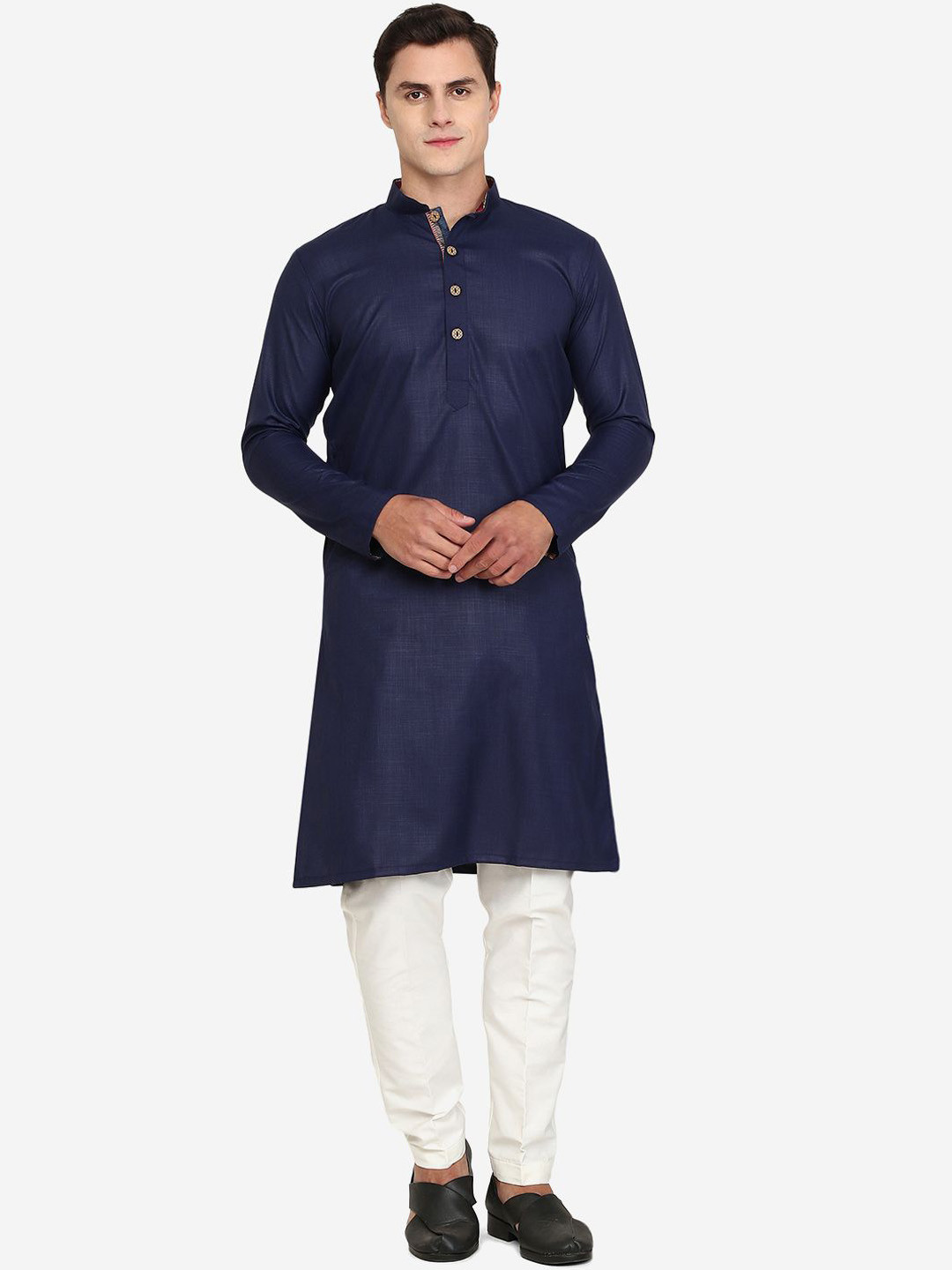 

THE KURTA COMPANY Men Thread Work Kurta, Blue