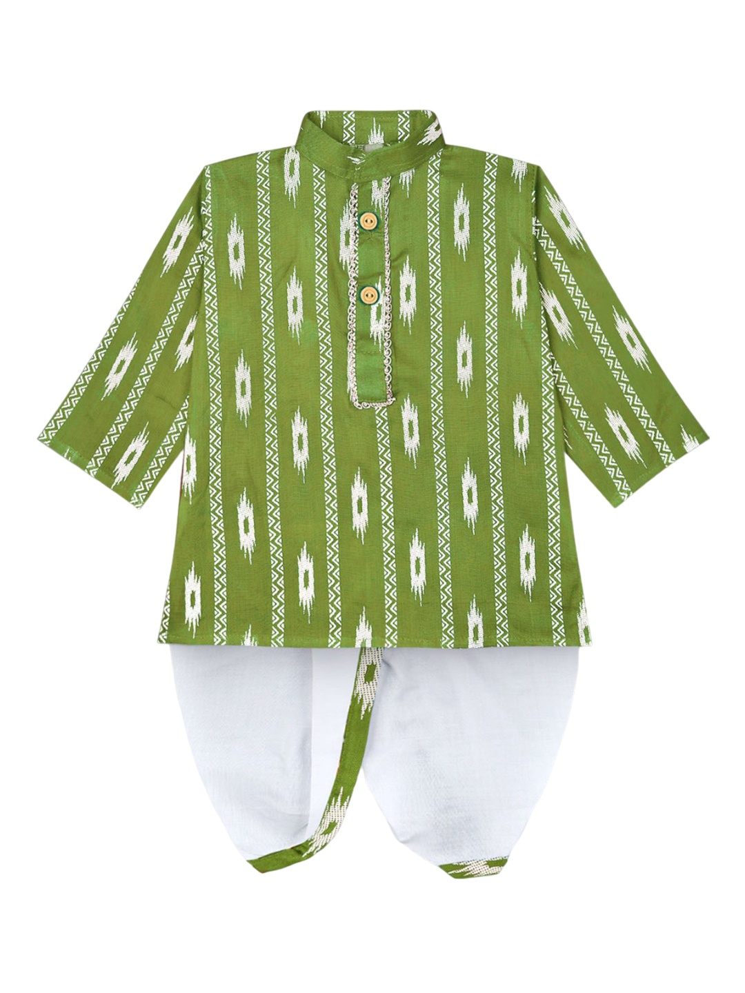 

BAESD Boys Ethnic Motifs Printed Regular Kurta with Dhoti Pants, Green