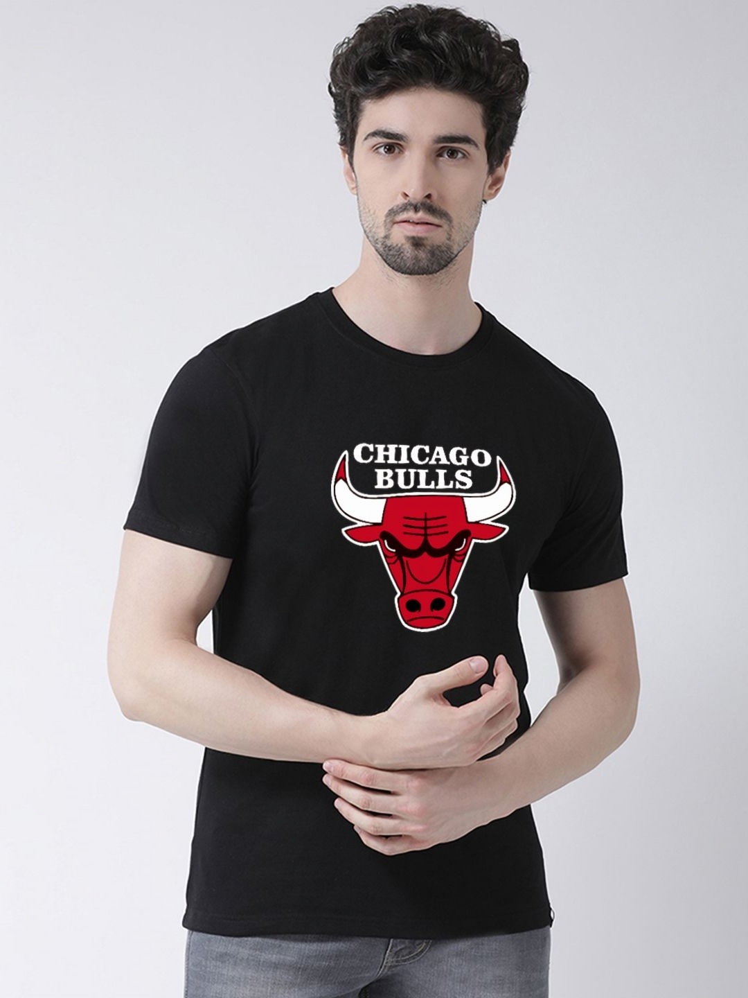 

Friskers Men Graphic Printed Round Neck Cotton Slim Fit T-shirt, Black