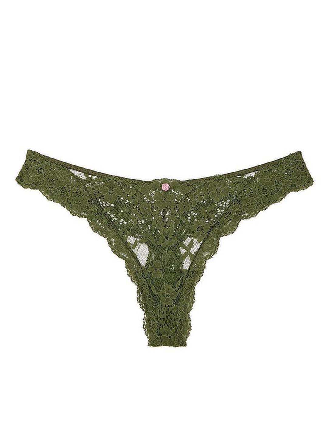 

Victoria's Secret Women Self Design Lace Thong Brief 1125066930F6, Green