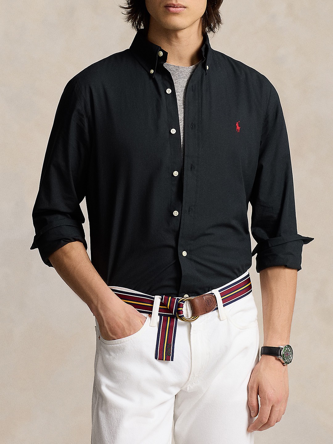 

Polo Ralph Lauren Men Cotton Custom Fit Stretch Poplin Shirt, Black