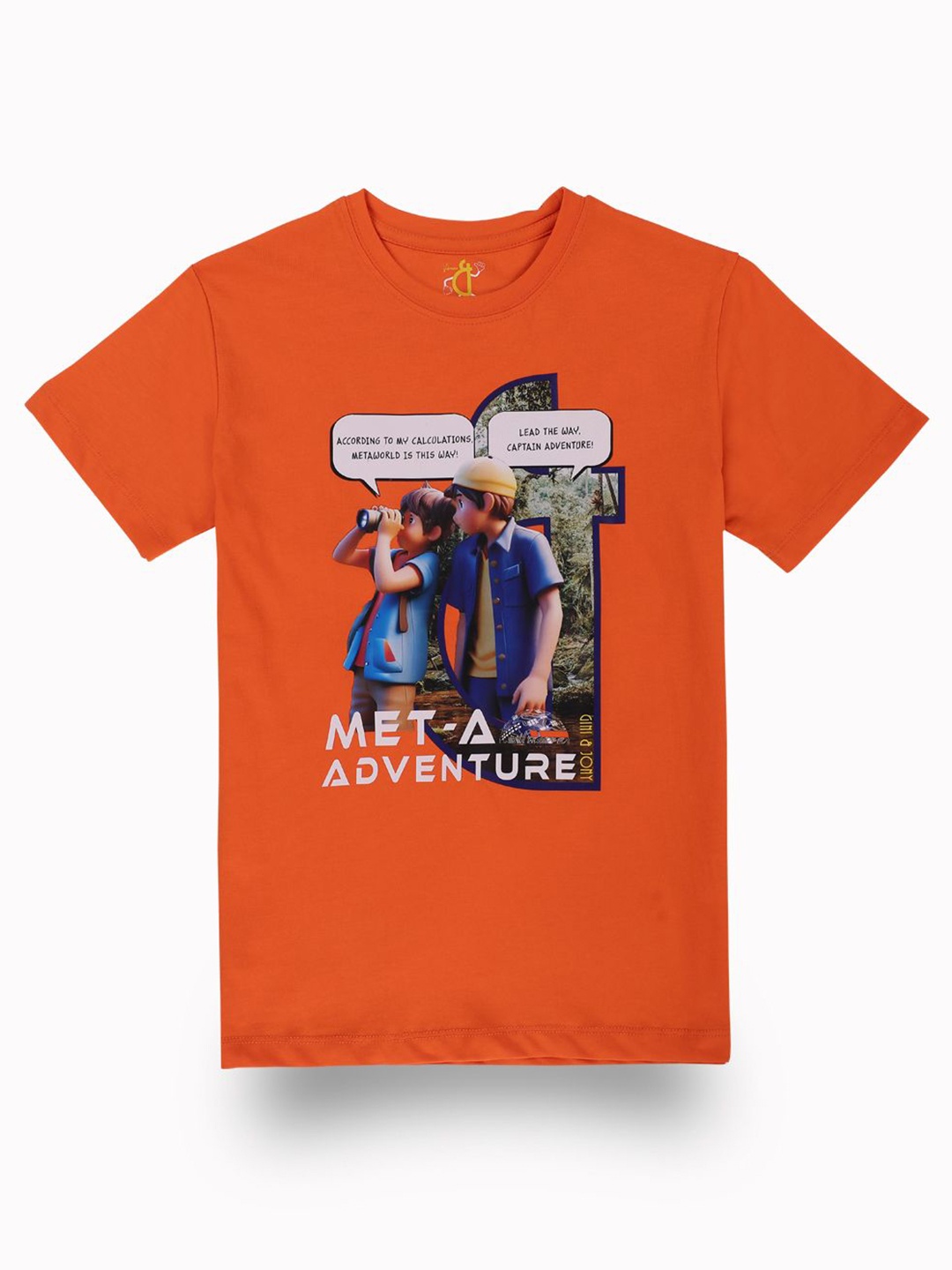 

Gini and Jony Boys Graphic Printed Round Neck Cotton T-shirt, Orange