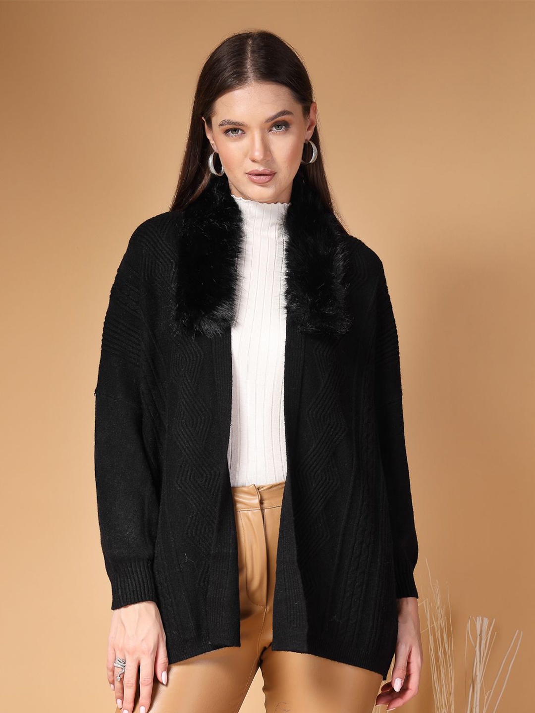 

Mafadeny Front Open Shrug, Black