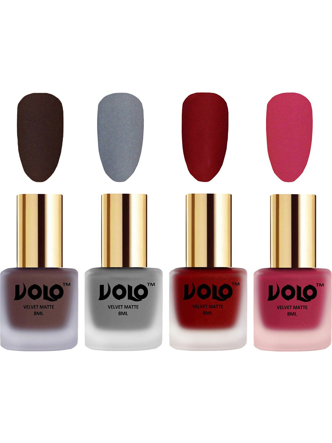 

VOLO Set Of 4 Velvet Matte Nail Polish- 8 ml Each- Shade- 2- 20- 22 -43, Multi