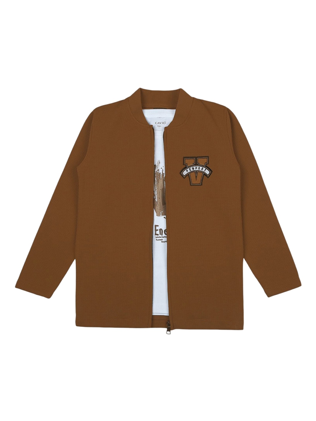 

Cavio Boys Lightweight Jacket & T-Shirt, Brown